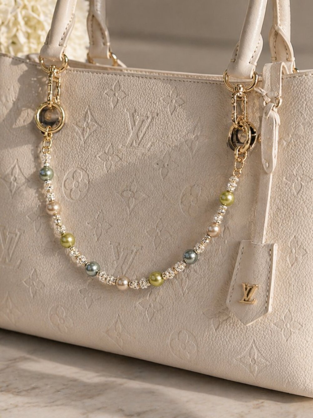 Handmade Pearl Bag Charm: Pastel Beaded Handbag Accessory